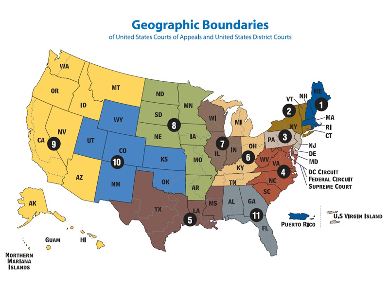 Circuit Geographic Boundaries map of the U.S.